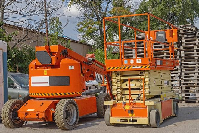 forklift carrying heavy pallets in warehouse in Westchester